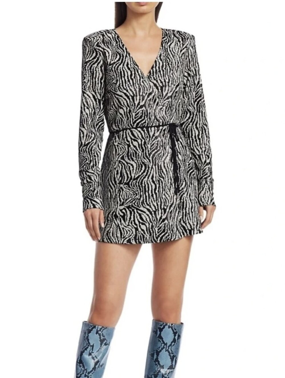 Black and White Zebra Wrap Dress